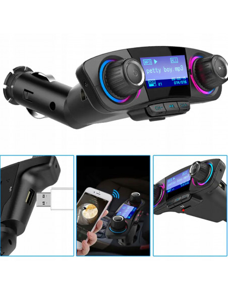 
8 viename „Bluetooth“ automobilio FM siųstuvas TF/ SD LCD cigarečių degiklio lizdui
