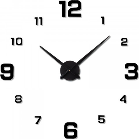 
Modernus 3D sieninis laikrodis, XXL, lipnus, skersmuo 70-130 cm - juodas
