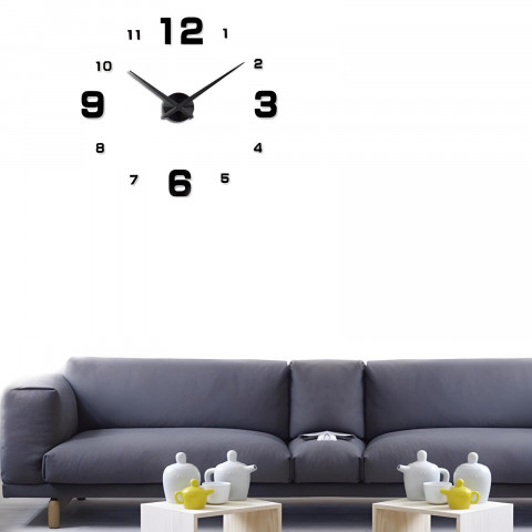 
Modernus 3D sieninis laikrodis, XXL, lipnus, skersmuo 70-130 cm - juodas
