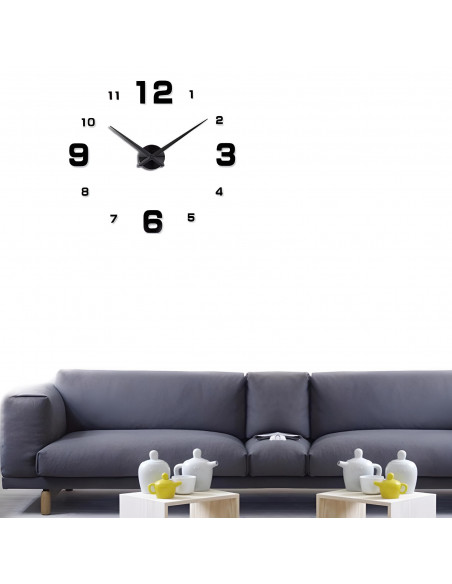 
Modernus 3D sieninis laikrodis, XXL, lipnus, skersmuo 70-130 cm - juodas
