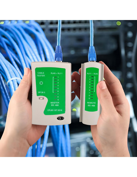 
RJ45 RJ11 interneto tinklo kabelio testeris
