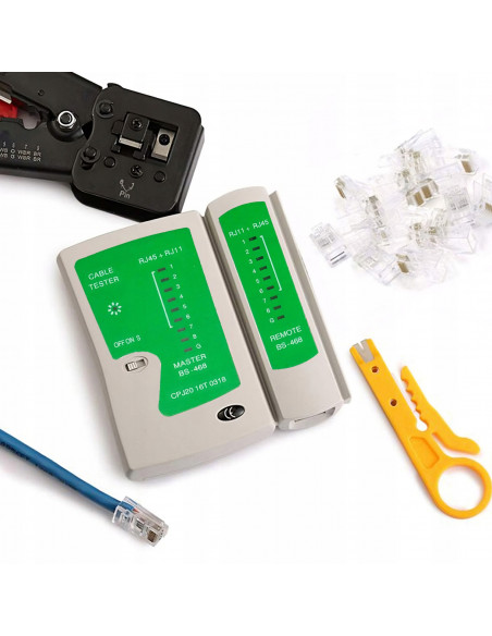 
RJ45 RJ11 interneto tinklo kabelio testeris
