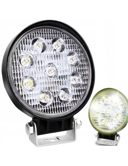 
Apvalus halogeninis darbo žibintas, 10 cm skersmens, 9 šviesos diodai, 12 V, 27 W
