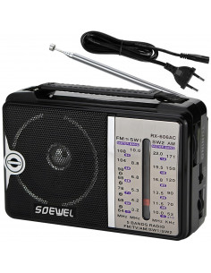 
Nešiojamasis FM radijas, maitinamas baterijomis arba elektros tinklu
