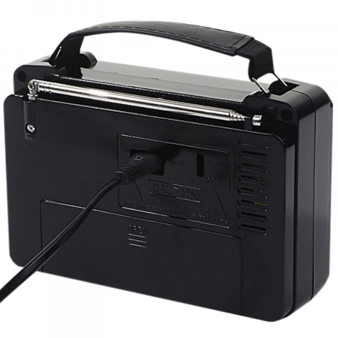 
Nešiojamasis FM radijas, maitinamas baterijomis arba elektros tinklu
