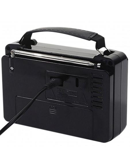 
Nešiojamasis FM radijas, maitinamas baterijomis arba elektros tinklu
