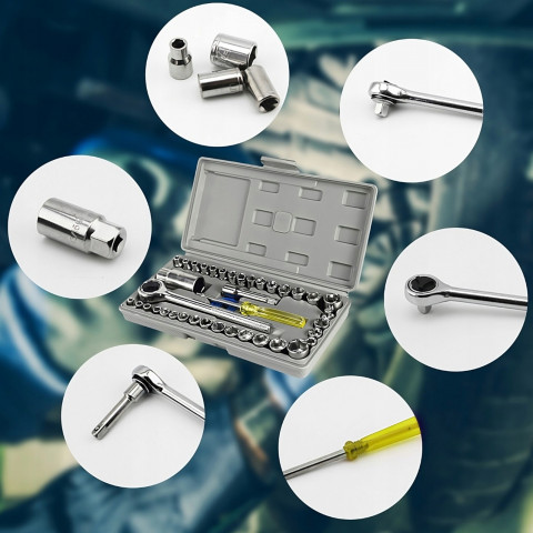 
Lizdinių raktų su terkšle rinkinys - 40 vnt.
