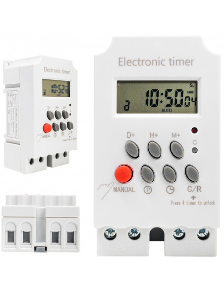 
Programuojamas laikmatis jungiklis bėgiams 30 LCD programų
