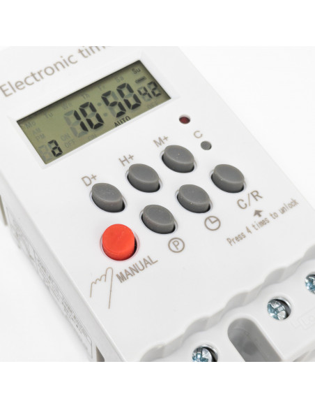 
Programuojamas laikmatis jungiklis bėgiams 30 LCD programų
