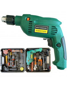 
Įrankių rinkinys su smūginiu grąžtu, plaktuku, replėmis, grąžtais 550 W - 37 vnt.
