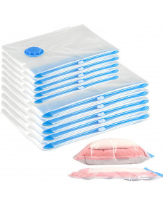 
Drabužių vakuuminiai maišeliai, 2 dydžiai – 10 vnt. rinkinys.
