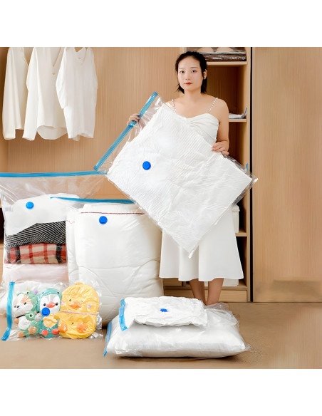 
Drabužių vakuuminiai maišeliai, 2 dydžiai – 10 vnt. rinkinys.
