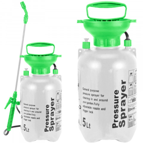 
5 l rankinis slėginis sodo purkštuvas - baltas ir žalias
