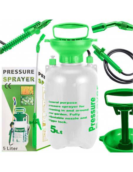 
5 l rankinis slėginis sodo purkštuvas - baltas ir žalias
