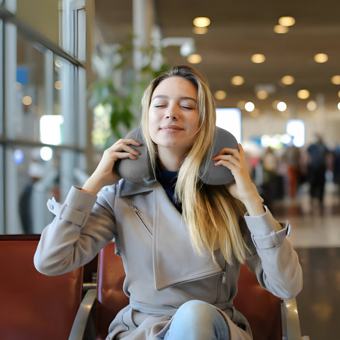 
Kelioninė pagalvė miegui ant kaklo prieš lėktuvą - pilka
