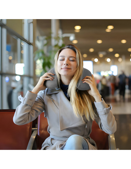 
Kelioninė pagalvė miegui ant kaklo prieš lėktuvą - pilka
