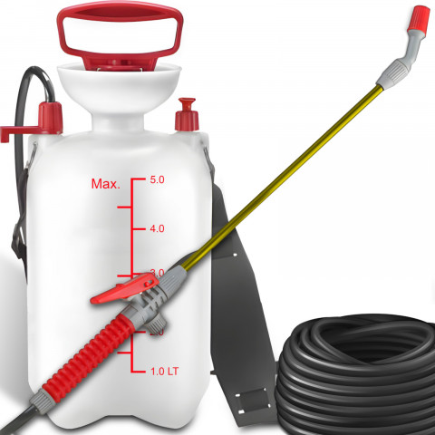 
5 l rankinis slėginis sodo purkštuvas - baltas ir raudonas
