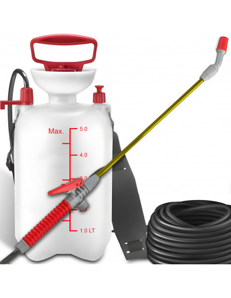 
5 l rankinis slėginis sodo purkštuvas - baltas ir raudonas
