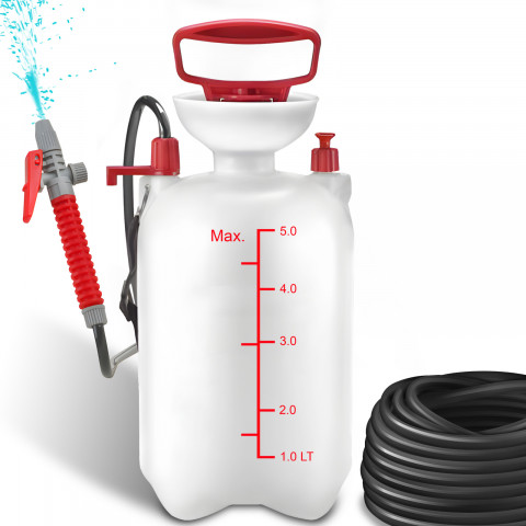 
5 l rankinis slėginis sodo purkštuvas - baltas ir raudonas
