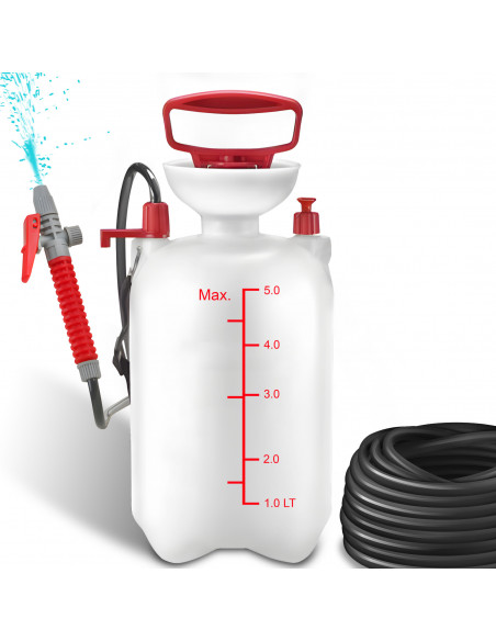 
5 l rankinis slėginis sodo purkštuvas - baltas ir raudonas
