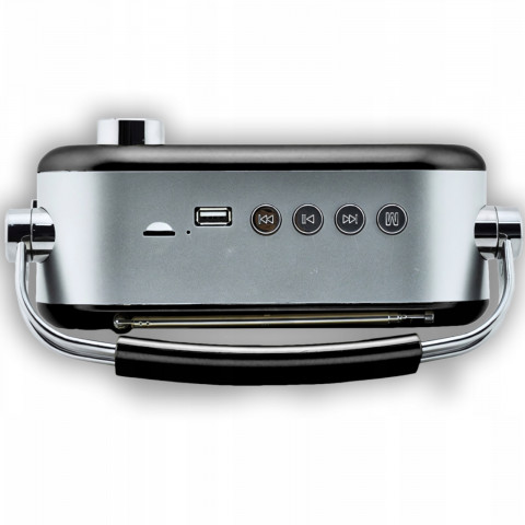 
Nešiojamasis FM virtuvės dirbtuvių radijas, maitinamas iš elektros tinklo, baterijomis
