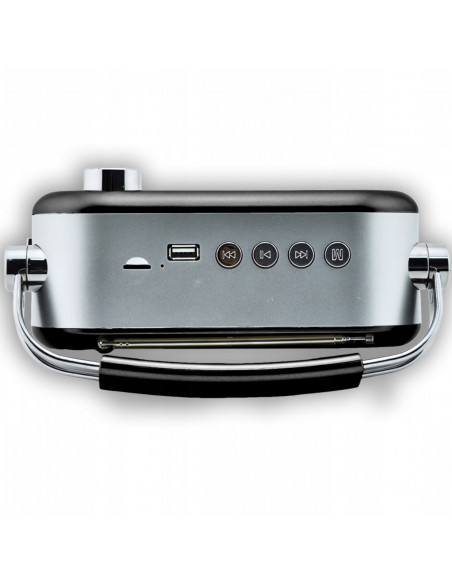 
Nešiojamasis FM virtuvės dirbtuvių radijas, maitinamas iš elektros tinklo, baterijomis
