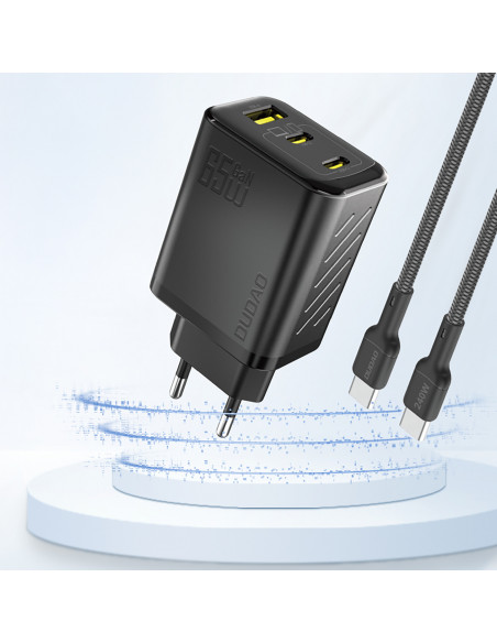 
A29 GaN USB-C USB-A 65W sieninis įkroviklis – juodas
