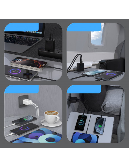 
A29 GaN USB-C USB-A 65W sieninis įkroviklis – juodas
