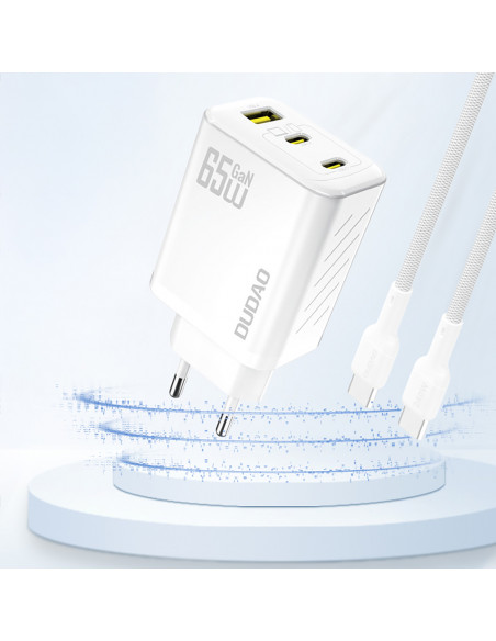 
A29 GaN USB-C USB-A 65W sieninis įkroviklis – baltas
