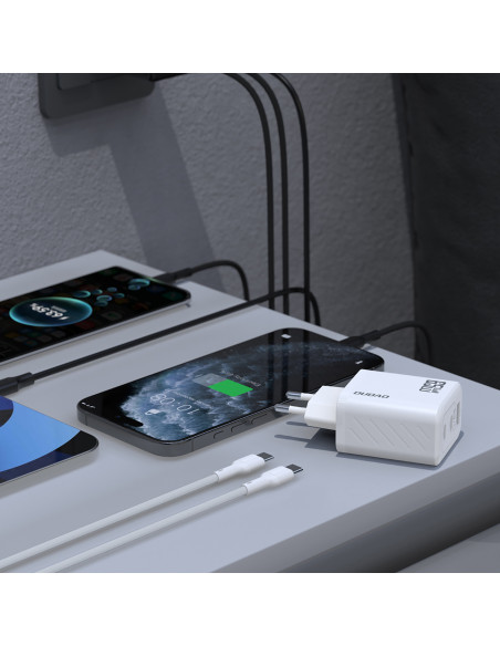 
A29 GaN USB-C USB-A 65W sieninis įkroviklis – baltas
