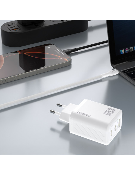 
A29 GaN USB-C USB-A 65W sieninis įkroviklis – baltas
