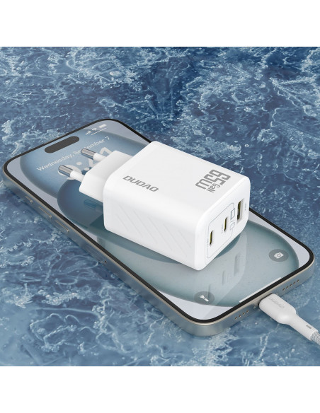 
A29 GaN USB-C USB-A 65W sieninis įkroviklis – baltas
