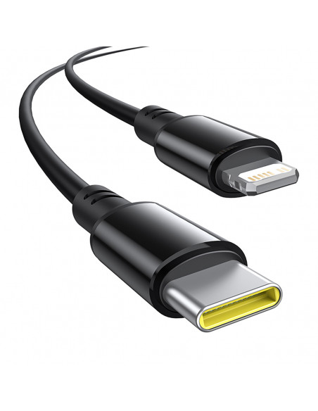 
USB-A USB-C automobilinis įkroviklis su iPhone Lightning USB-C laidu, 60 W, 1,4 m – juodas
