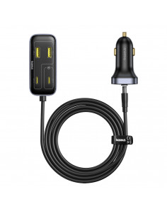 
Automobilinis įkroviklis su USB-A USB-C prailginimo laidu 110W 1,5 m - juodas
