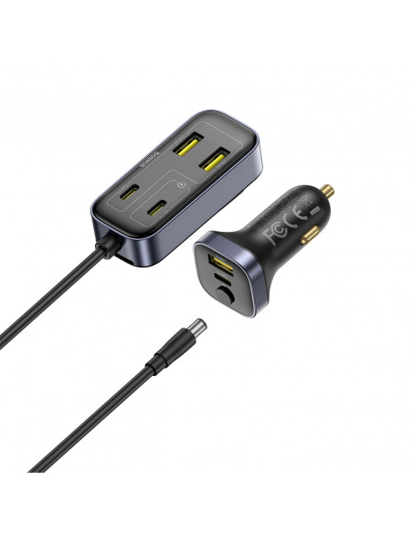 
Automobilinis įkroviklis su USB-A USB-C prailginimo laidu 110W 1,5 m - juodas
