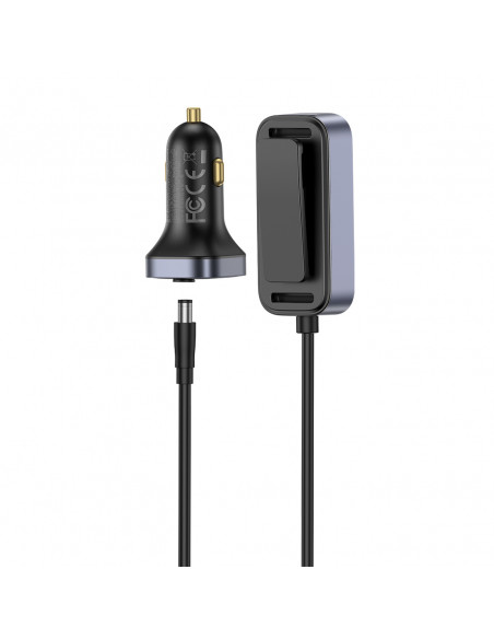 
Automobilinis įkroviklis su USB-A USB-C prailginimo laidu 110W 1,5 m - juodas
