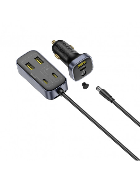 
Automobilinis įkroviklis su USB-A USB-C prailginimo laidu 110W 1,5 m - juodas
