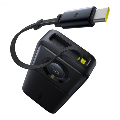 
„Free2Pull“ 20000 mAh išorinė baterija su ištraukiamu USB-C laidu, 65 W – juoda
