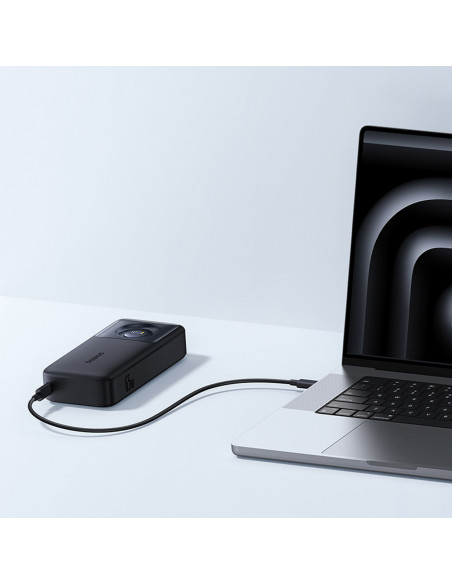 
„Free2Pull“ 20000 mAh išorinė baterija su ištraukiamu USB-C laidu, 65 W – juoda
