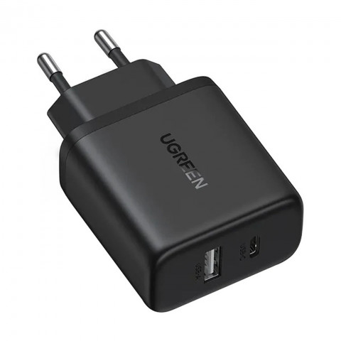 
X227 GaN USB-A USB-C 20W sieninis įkroviklis – juodas
