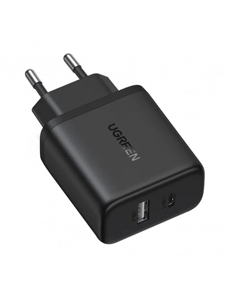 
X227 GaN USB-A USB-C 20W sieninis įkroviklis – juodas
