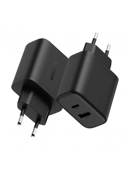 
X227 GaN USB-A USB-C 20W sieninis įkroviklis – juodas
