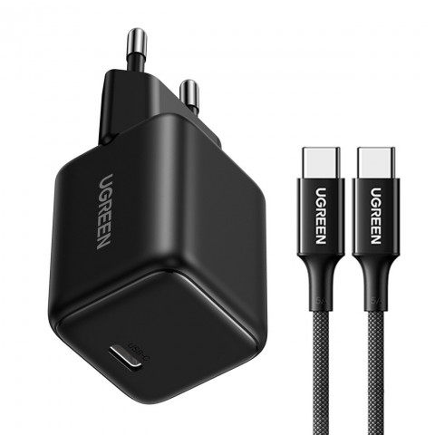 
X513 GaN USB-C 30W sieninis įkroviklis su 1 m USB-C laidu – juodas
