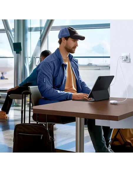 
X227 GaN USB-A USB-C 20W sieninis įkroviklis – baltas
