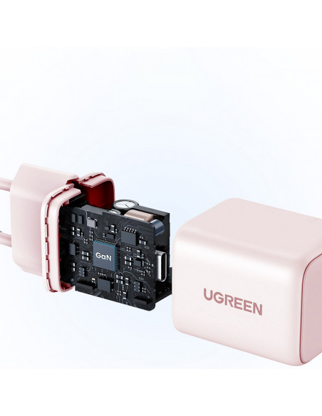 
X512 GaN USB-C 20W sieninis įkroviklis – rožinis
