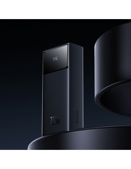 
Nešiojamoji baterija 30000mAh 22.5W su USB-A - USB-C 3A 30cm laidu - juoda
