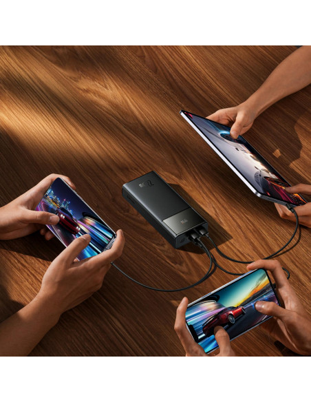 
Nešiojamoji baterija 30000mAh 22.5W su USB-A - USB-C 3A 30cm laidu - juoda
