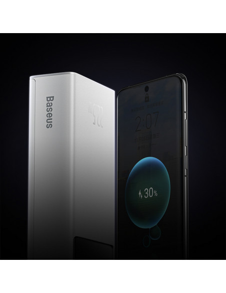 
Nešiojamoji baterija 30000mAh 22.5W su USB-A - USB-C 3A laidu 30cm - balta
