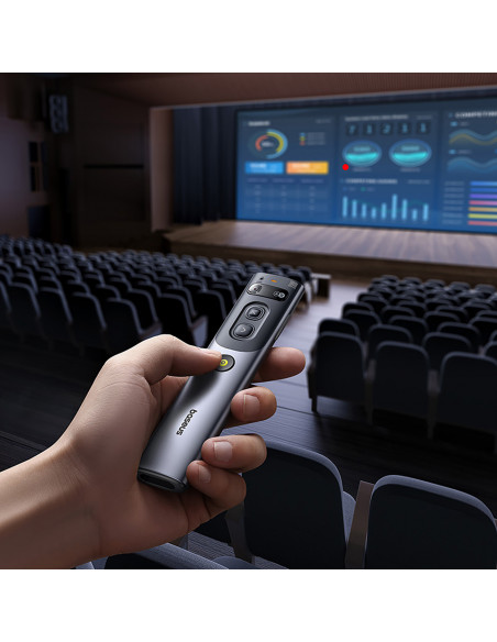 
Oranžinis taškas su dirbtiniu intelektu lazerinis žymeklis su automatiniu vertimu – pilkas
