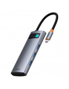 
7in1 šakotuvo adapteris Metal Gleam USB-C HDMI USB-A USB-C PD SD microSD - pilkas
